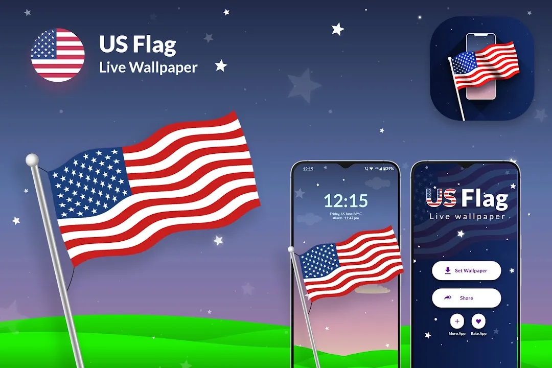 USA America Flag Live Wallpaper Screenshot 5 - HD Graphics